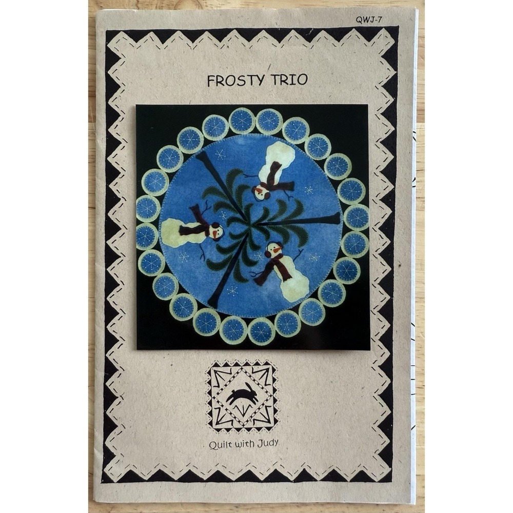 FROSTY TRIO by Quilt With Judy 19" Felted Wool Appliqué Table Mat Pattern Uncut